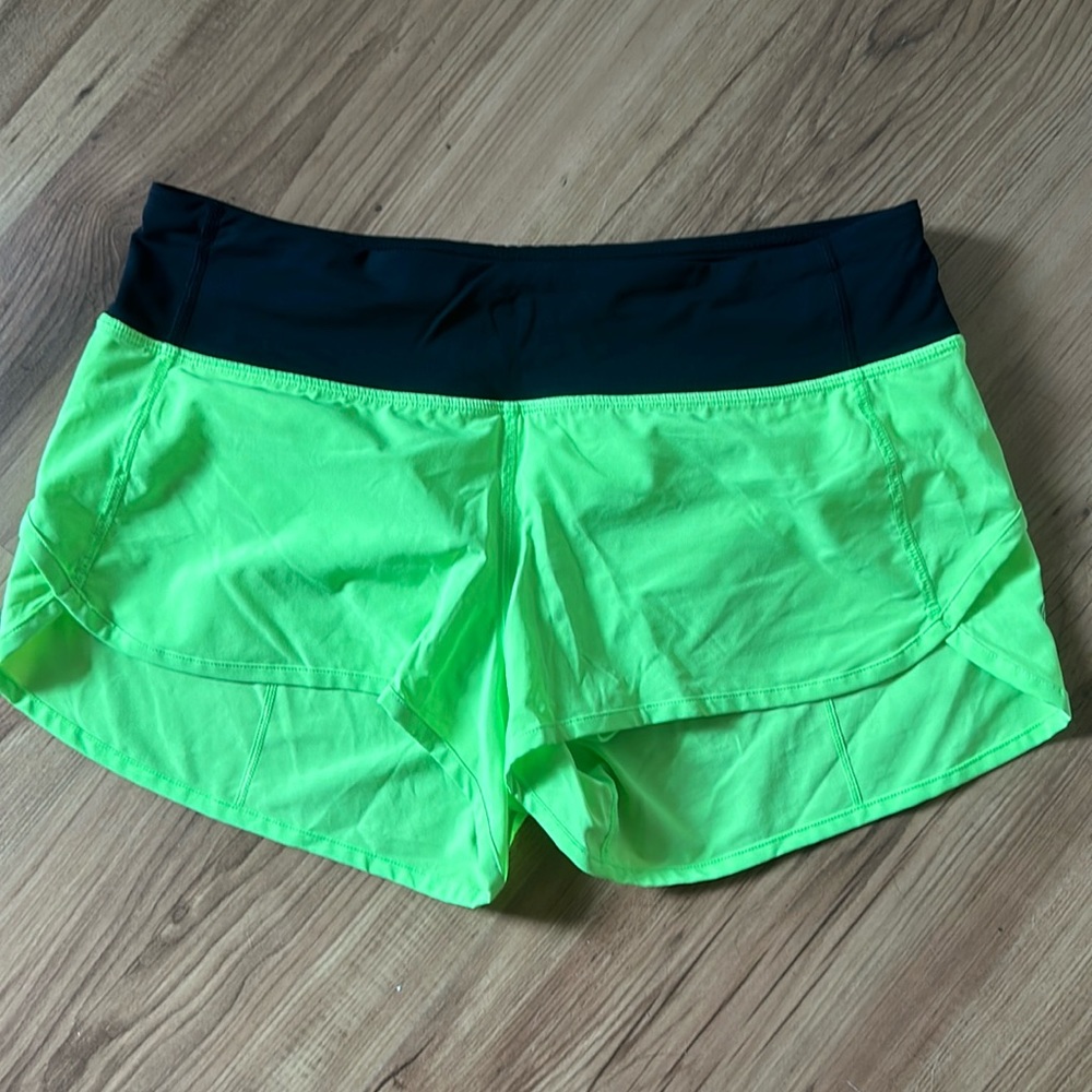 Lululemon Speed Shorts. Seawheeze edition with special emblem. Lime green.
